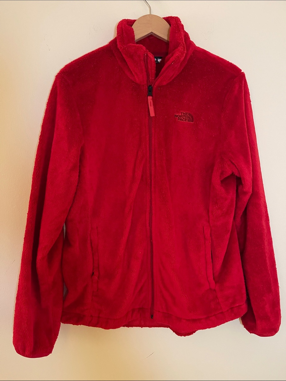 The North Face Womans Red Full-Zip Fleece Jacket